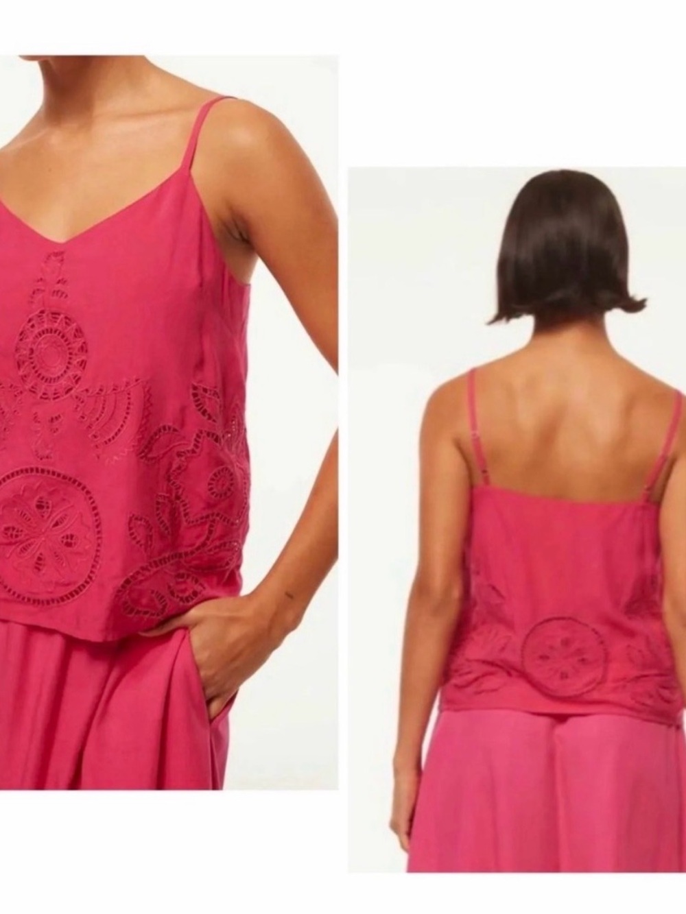 Misa Los Angeles Marcela Fuchsia Eyelet-Detail Camisole
